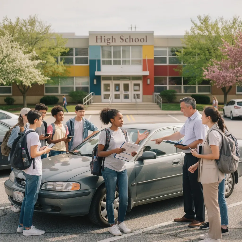Kierowca omawia warunki ubezpieczenia z agentem